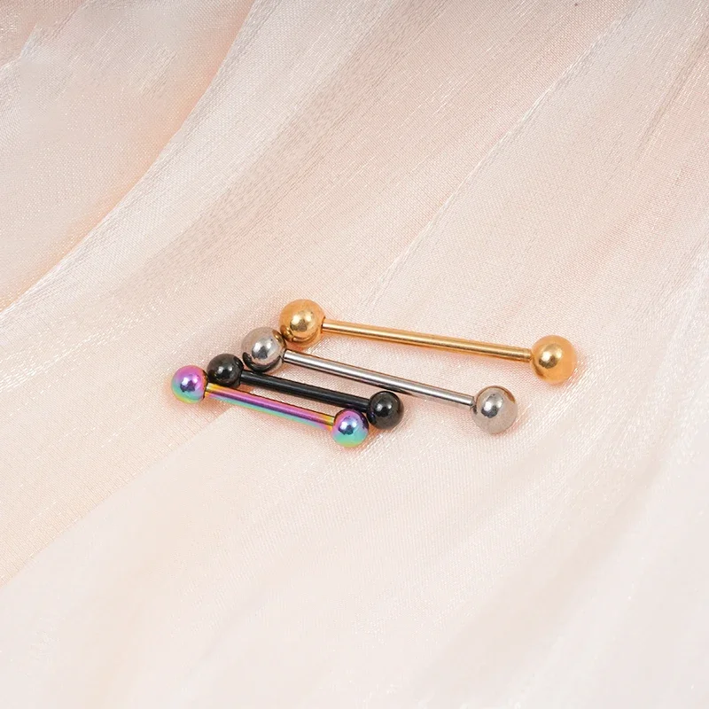 10pcs Internal thread Piercing Jewelry Titanium 16G Long Industrial Barbell Ring Tongue Nipple Barbell Cartilage Tragus Earring