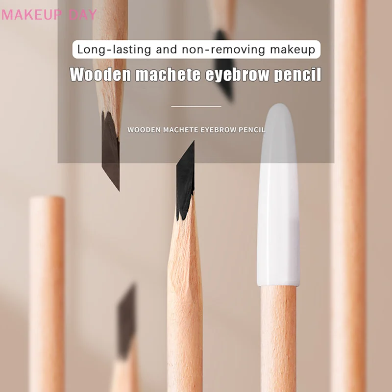 Wooden Hard Core Waterproof Anti-Sweat Tattoo Eyebrow Positioning Pen Makeup Tools Long Lasting Black Eyebrow Pencil