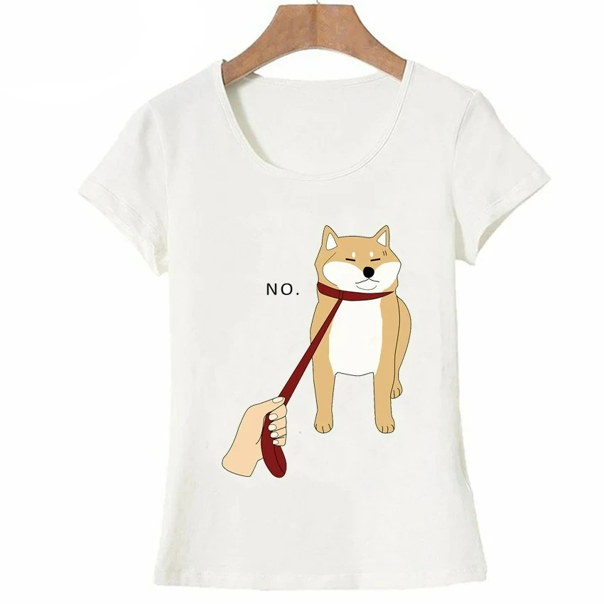 2026 موضة جديدة شيبا Inu لا تي شيرت مطبوع الصيف مضحك المرأة تي شيرت مضحك مجردة الكلب عادية تيز الصيف امرأة بلايز