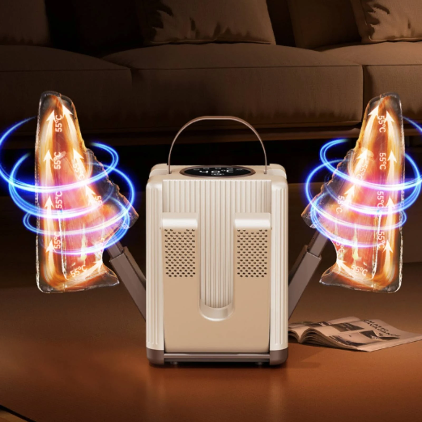 Electric Shoe Dryer Forced Air Foldable Shoe Dryer with Handle Appliance Adjustable Multiple Heat Settings for Athletes, Home