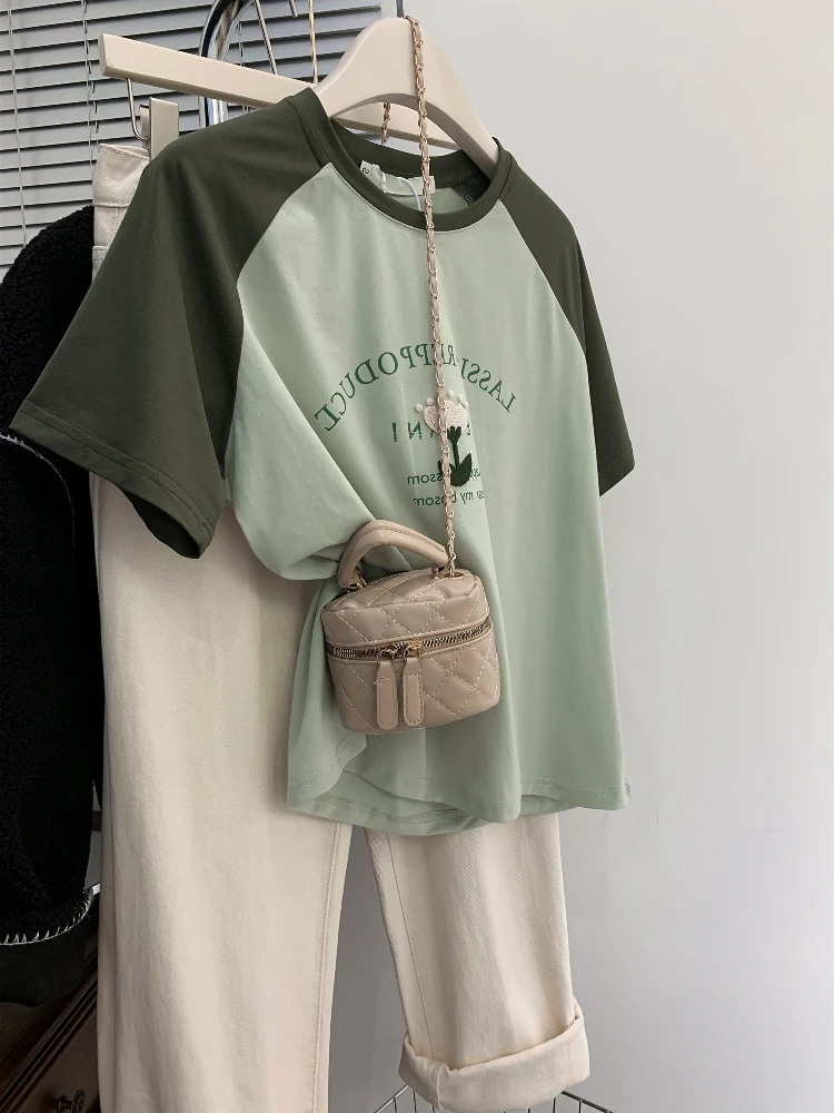 

Summer ort Sve T-irt Women's Pure Cotton Embroidered Flower Design Sensation Small oulder Trendy Top Korean Sle