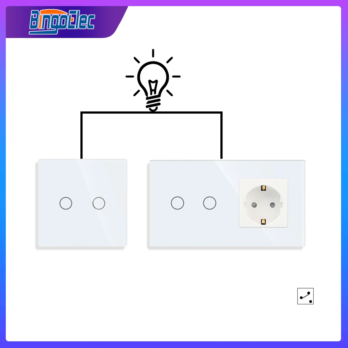 Bingoelec 2Way Touch Light Switch with USB Socktet Power Switch Lighting Switches Stair Light with Socktet Glass Panel