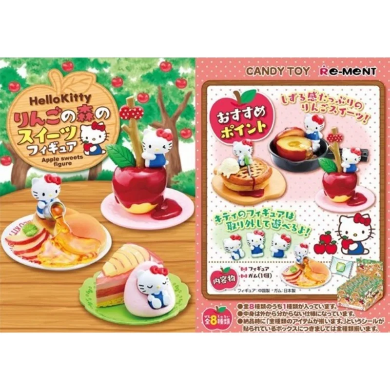 8Pcs/set Original Re-Ment Sanrioed Miniature scene Hellokittys Apple Forest Dessert Cake Action Figure Model Toys Children Gift