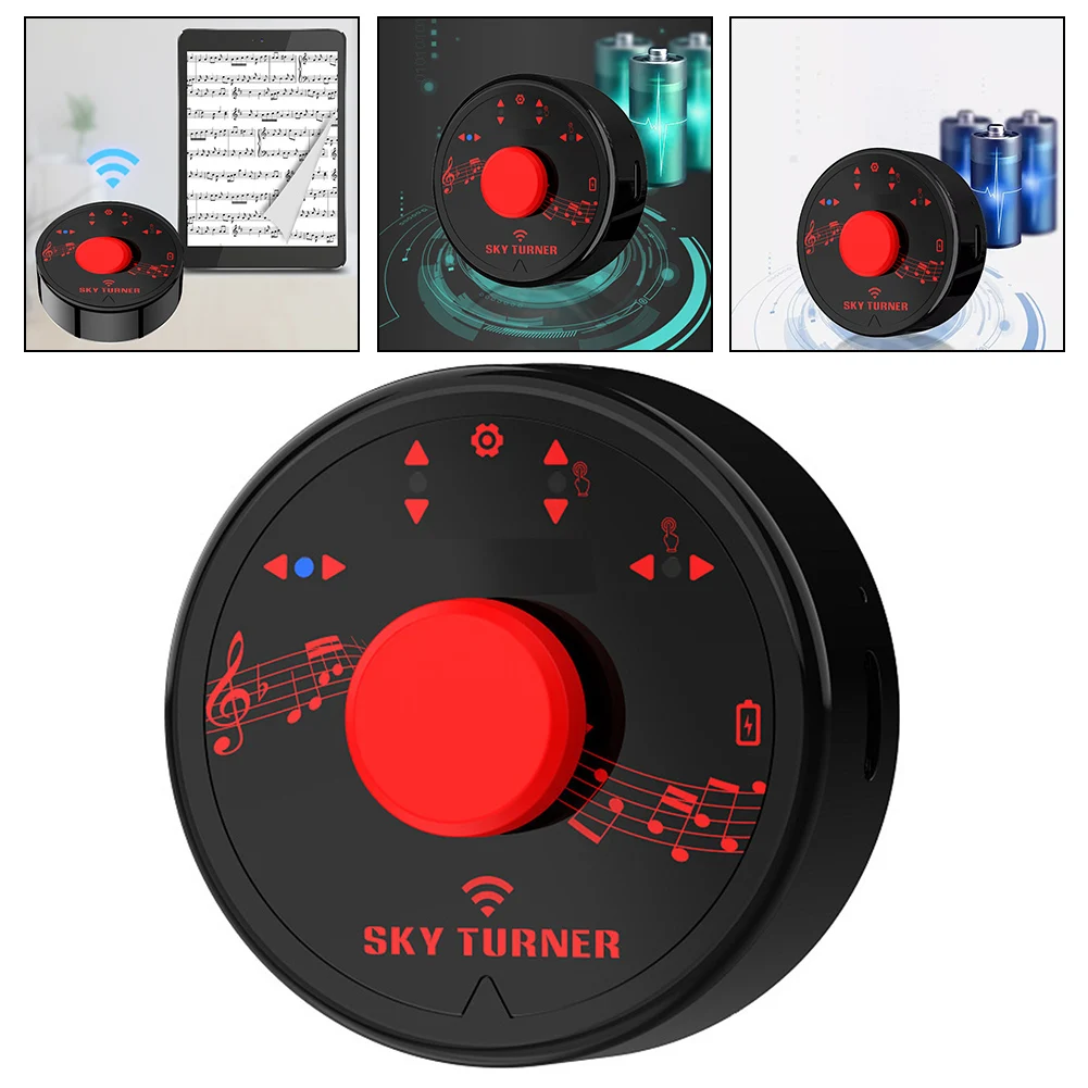 Black Red BT Foot Pedal Compatible With 99 Of Apps Silent Foot Pedal Type-C Charging Cable Live Performance Music Teaching