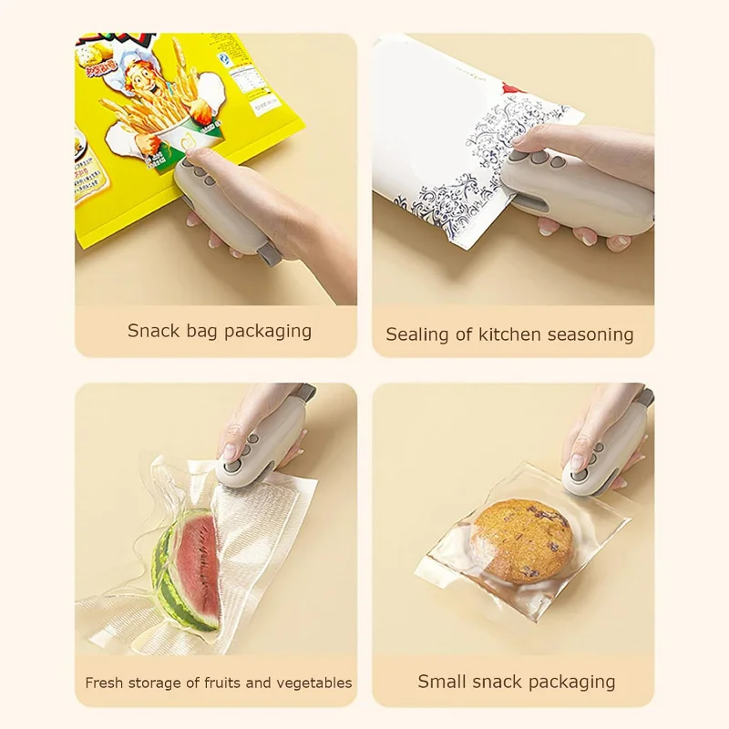 Bag ,USB-C Rechargeable Bag , 2 In 1 Bag  Heat Seal Bag  And  Bag   Bag Resealer Machine For Plastic Bags Snack Bags (White, 9.5