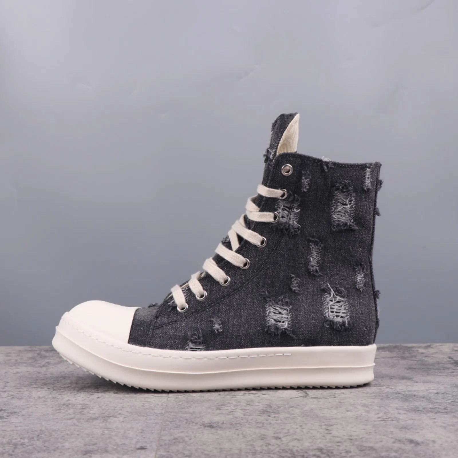 High top Quality Men and Women Casual Sneakers 35-48 Fashion Designer Canvas shoes Punk Goth Zipper Owens Trendy Tennis shoes