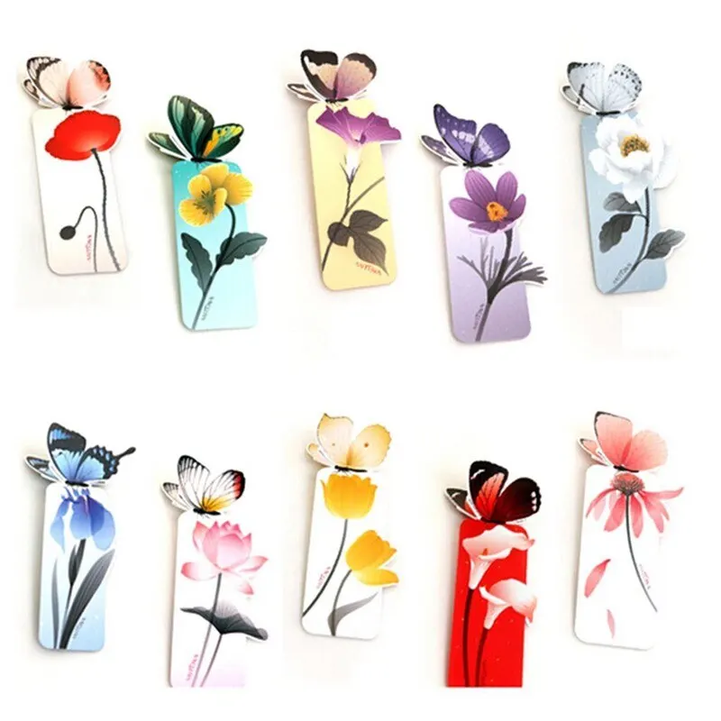 25pcs Cute 3D Stereo Butterfly Book Marks Flower Print Bookmark Stationery Mini Paper Bookmarks For Kids Student School Supplies