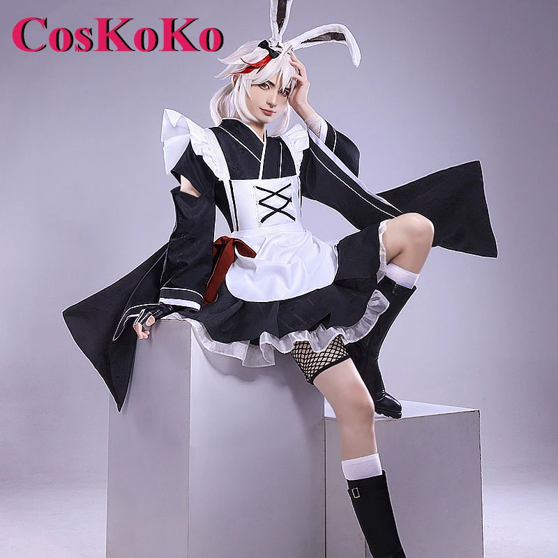 CosKoKo Kaedehara Kazuha Cosplay Anime Game Genshin Impact Costume Gorgeous Sweet Maid Dress Halloween Party Role Play Clothing