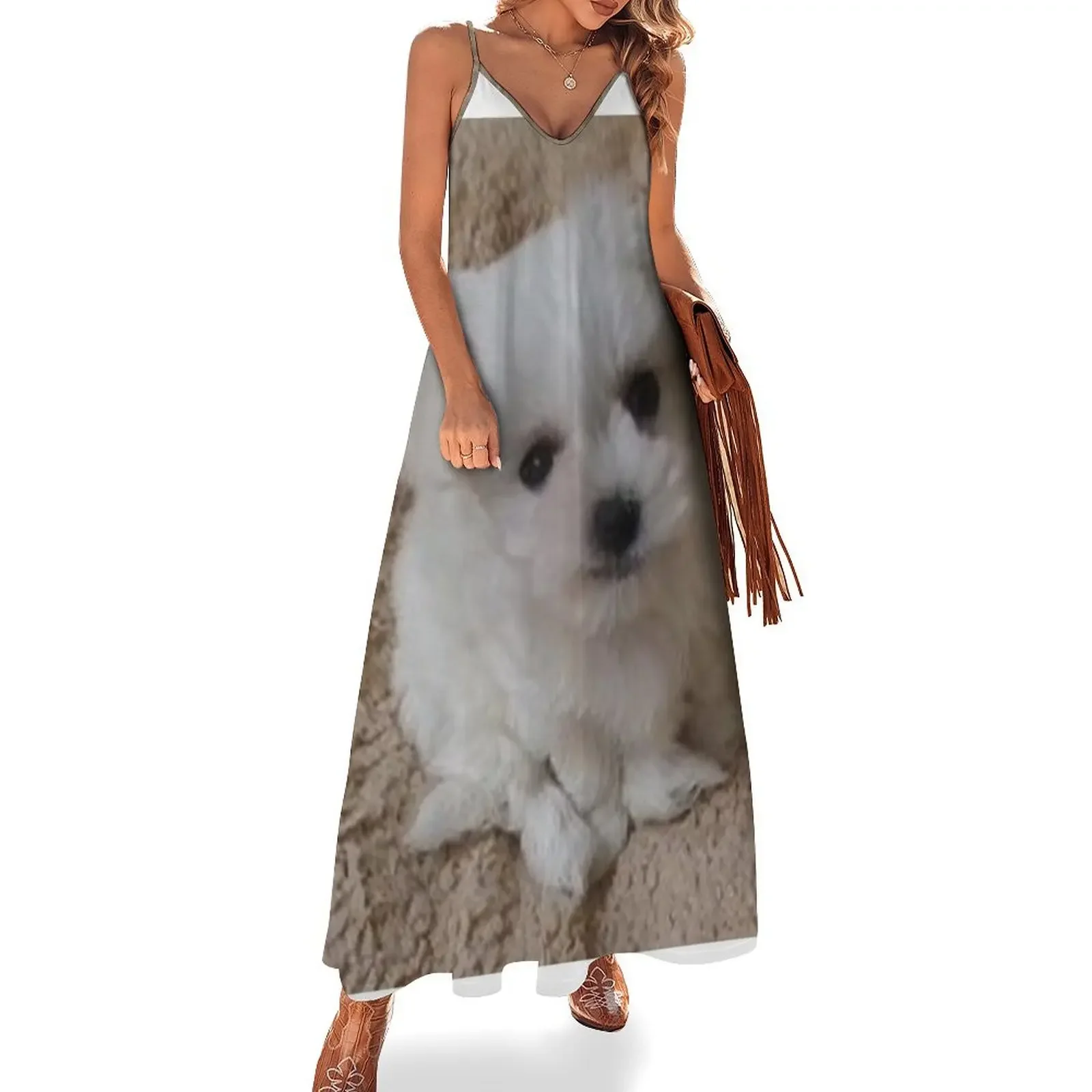 

White Maltese Sleeveless Dress dress for women summer dresses Woman's evening dress