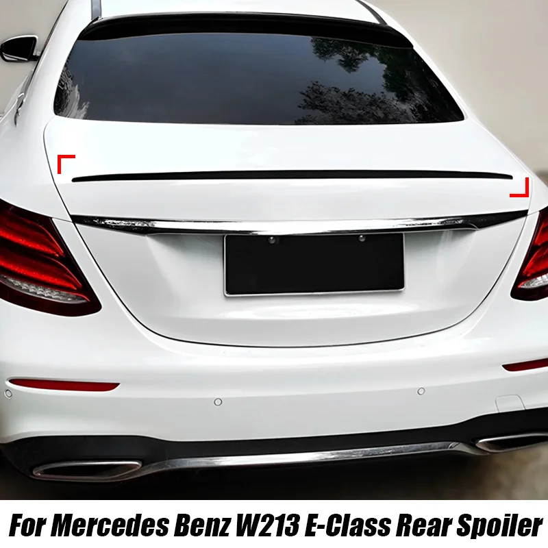 Para mercedes benz acessórios w213 e250 e634d 2016 + e-class carro asa traseira tronco cauda spoiler lábio borracha preto plástico macio