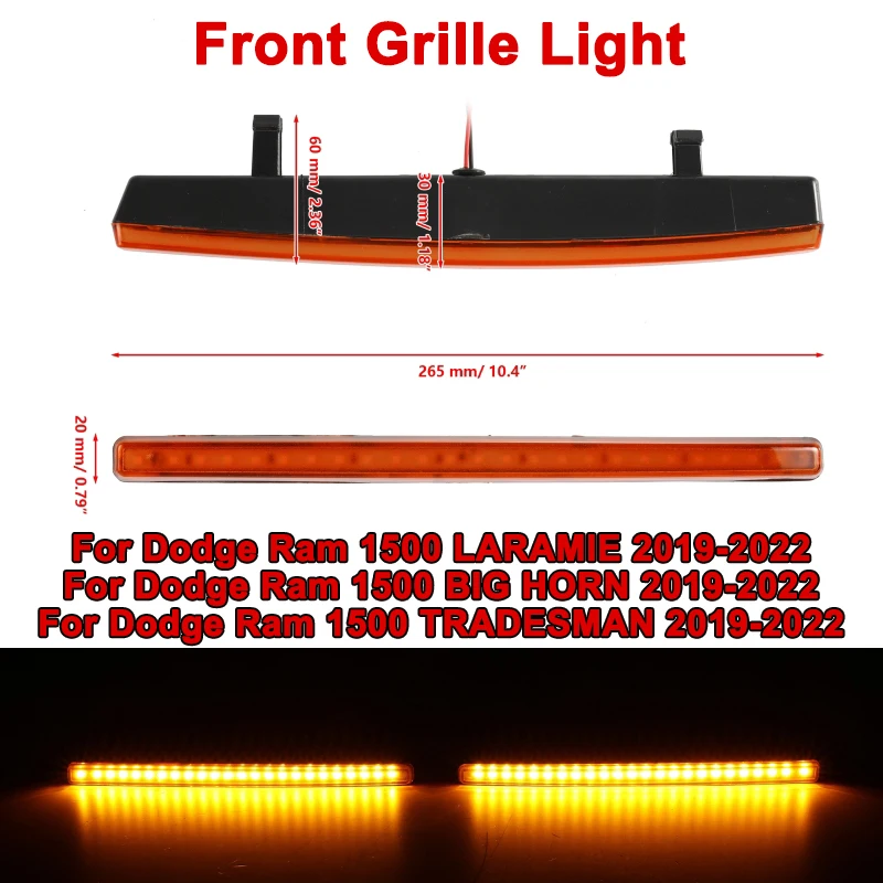

2pcs/Set Shell Light Car Led Front Grille Light Fit For Dodge Ram 1500 Laramie, Big Horn, Tradesman 2019-2022 Modification Lamps