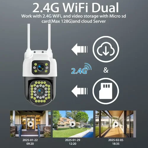 Imagen 2 del producto Cámara de vigilancia WiFi de 8MP lente Dual 4K Wifi cámara IP PTZ para exteriores seguimiento automático Audio Video ONVIF cámara CCTV de seguridad YOOSEE
