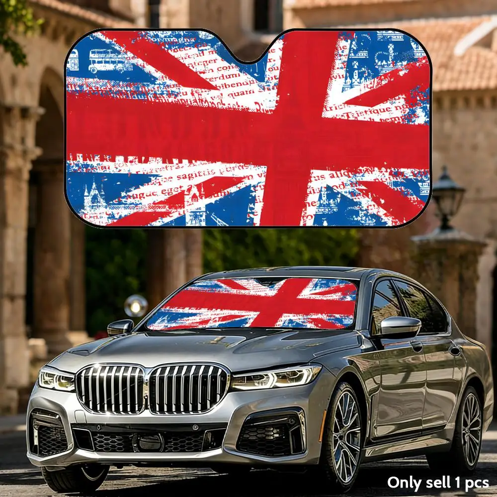 

British flag Sun Visor Aluminum Foil Windshield UV Protection Heat Insulation Cover Foldable Reusable Sun Visor Shade