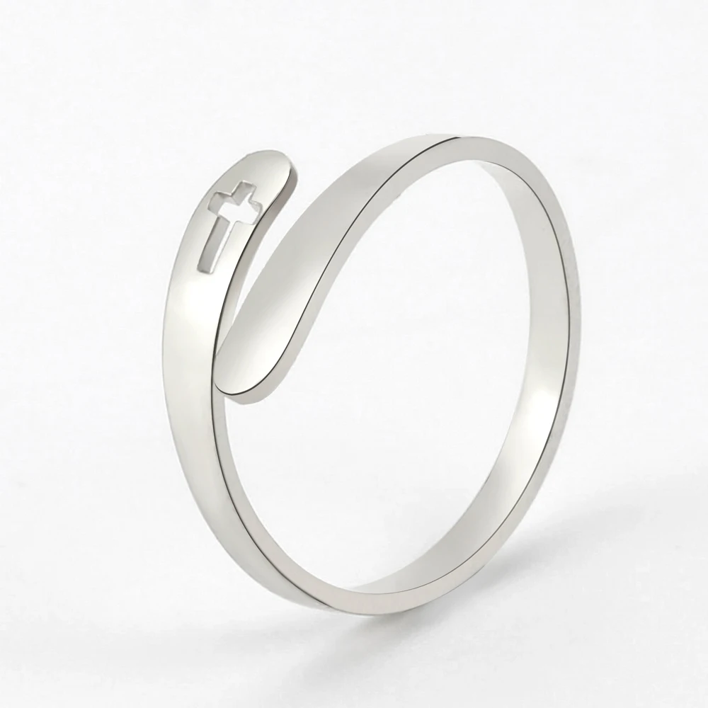 COOLTIME Kreuz-Edelstahlringe für Frauen, verstellbare Größe, Ring, Schmuck, Verlobung, Jahrestag, Geschenk, 2026, Neu – Detail 11