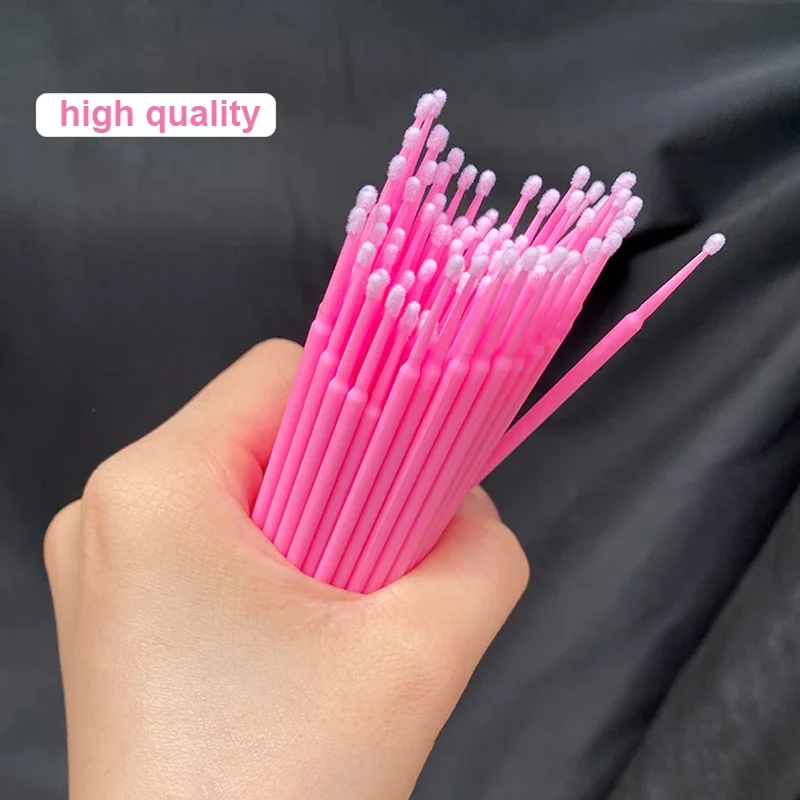 CNKESS 100PCS  Eyelash Brushes Cotton Swab Micro Individual Eyelashes Microbrush Removing Cleaning Lash Extensions Accessories