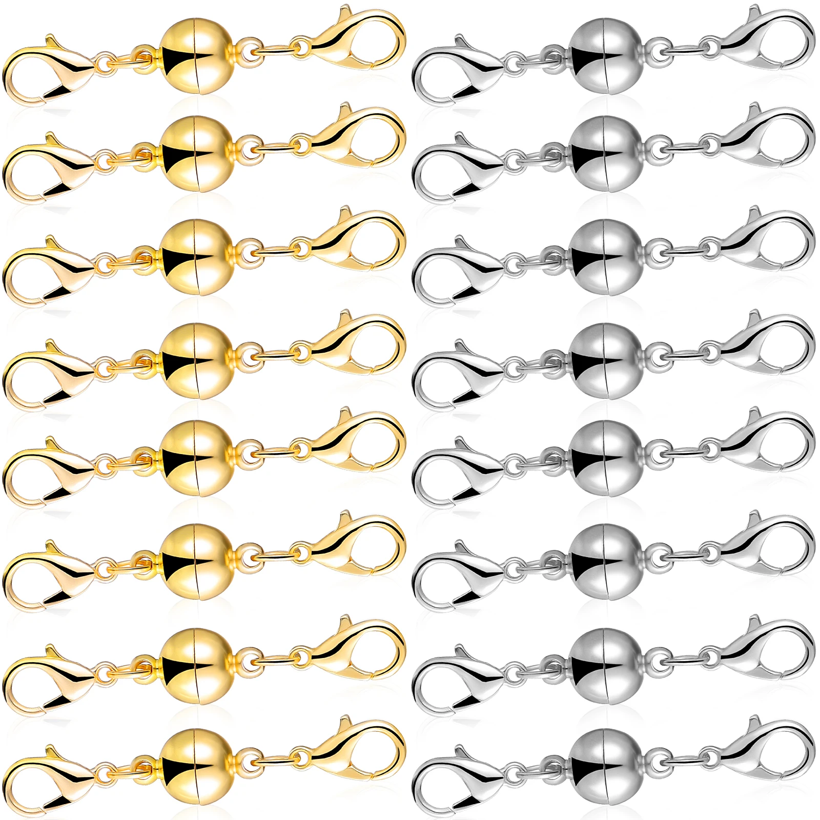 

20 pcs Magnetic Necklace Clasps Silver Connection Buckle Jewelry Locking Lobster Fasteners Bracelet Connectors for DIY Crafts