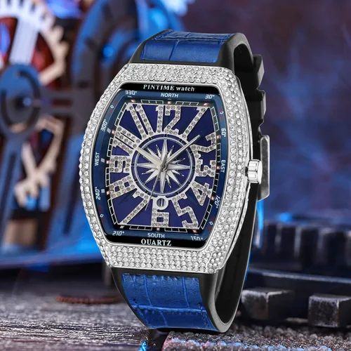 Imagen 1 del producto Relojes de pulsera a la moda para hombre, Reloj automático de cuarzo para hombre, Reloj de lujo para hombre, Reloj con esfera de números arábigos grandes y grandes con diamantes