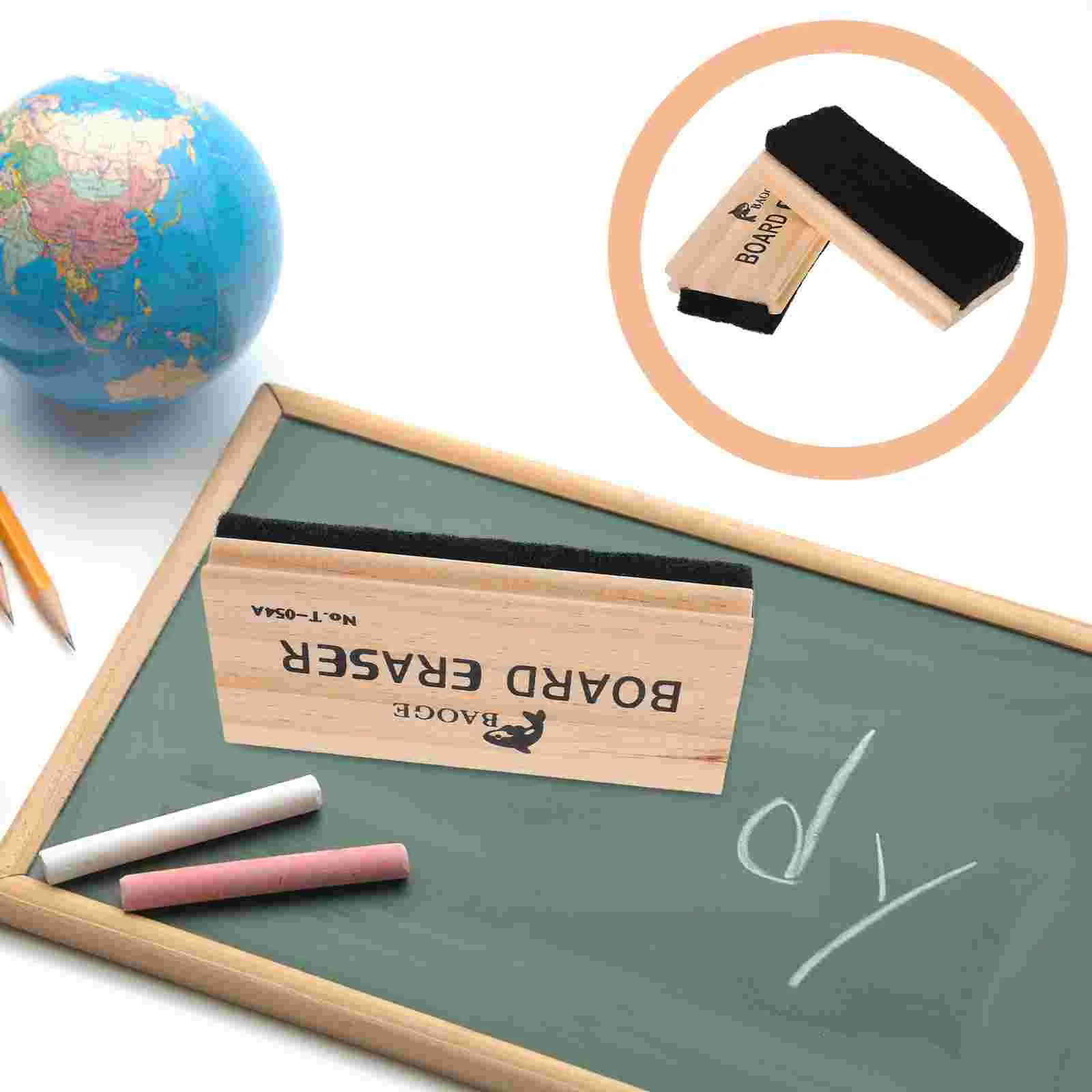 

2 Pcs Assured Cleaning Eraser Office Accessories Wool Felt Vintage Chalkboard Tool Wood Bamboo