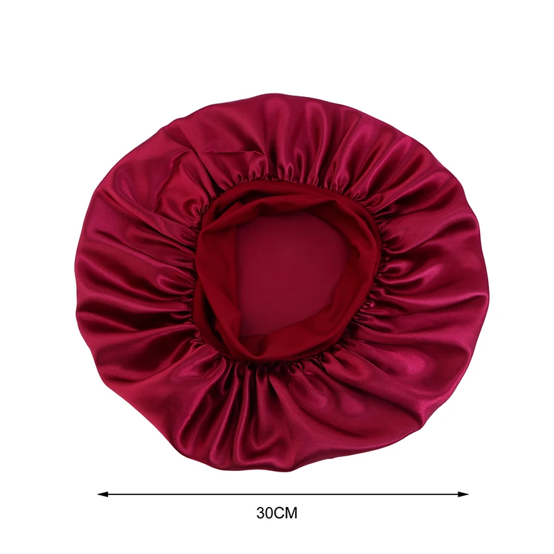 4pcs/lot Women Satin Solid Bonnet Hair Care Night Sleep shower Caps Adjust Head Cover For Curly Springy Hair Styling Accessories image 2