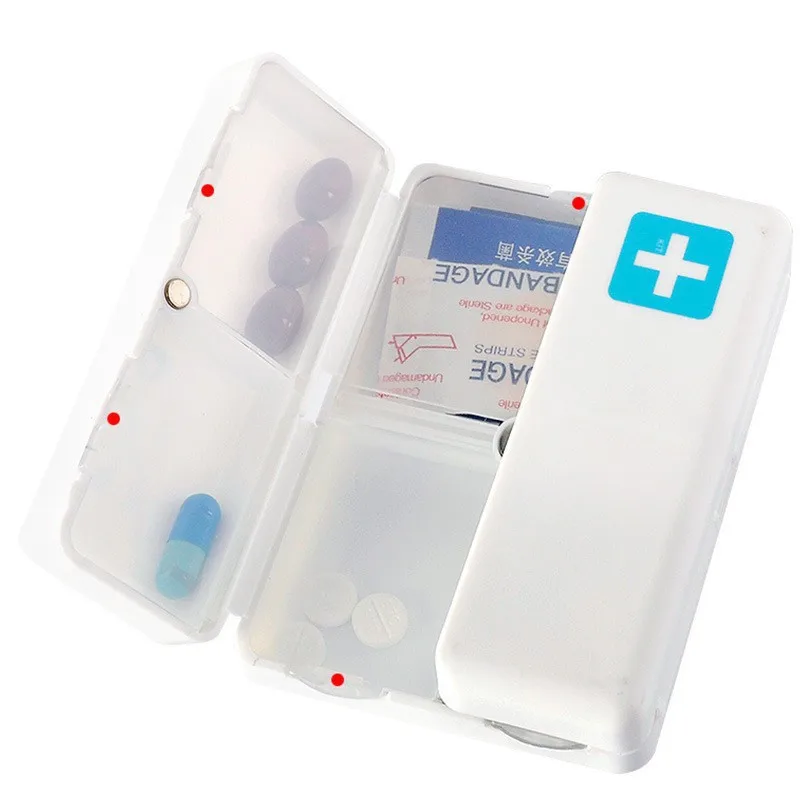 Portable 7-cell Pill Box, Independent Folding Double-layer Storage Box, Magnetic Seven-cell Pill Box