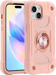 Armor Bumper Shockproof Phone Case For iPhone 16 14 13 12 11 Pro Max XR XS Max Colorful Rugged with Ring Kickstand Hard Cover