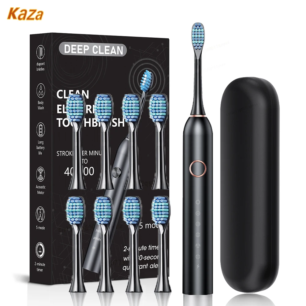 

Звуковая электрическая зубная щетка для взрослых, 6 режимов, перезаряжаемые зубные щетки с 8 насадками, отбеливание и чувствительный уход за зубами