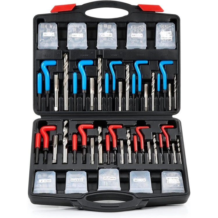 

Tech Thread Repair Kit, SAE and Metric Helicoil Repair Kit with HSS Drill Bits Inserts Taps Break Off Tools, Rethreading