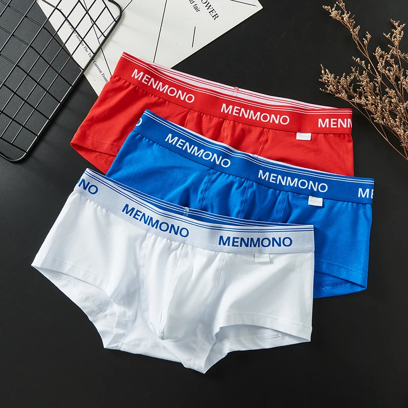 Men\'s underwearcotton boxer shorts low waisted sexy U-shaped comfortable and trendy white youth high fork triangular bottoms