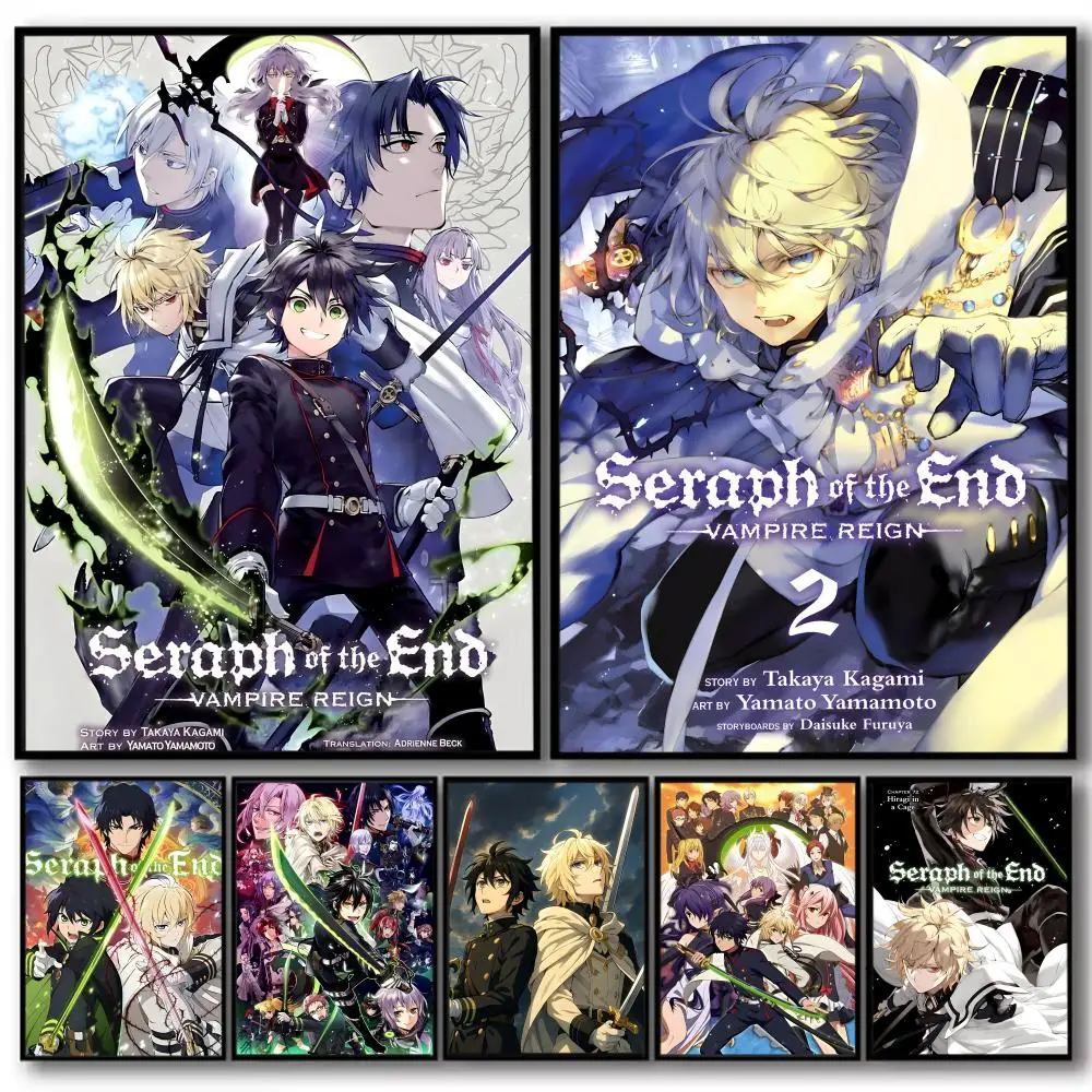 Anime S_Seraph of The E_End Painting Calligraphy Linen Canvas Poster Wall Prints for Living Room Bedroom Office Home Decoration