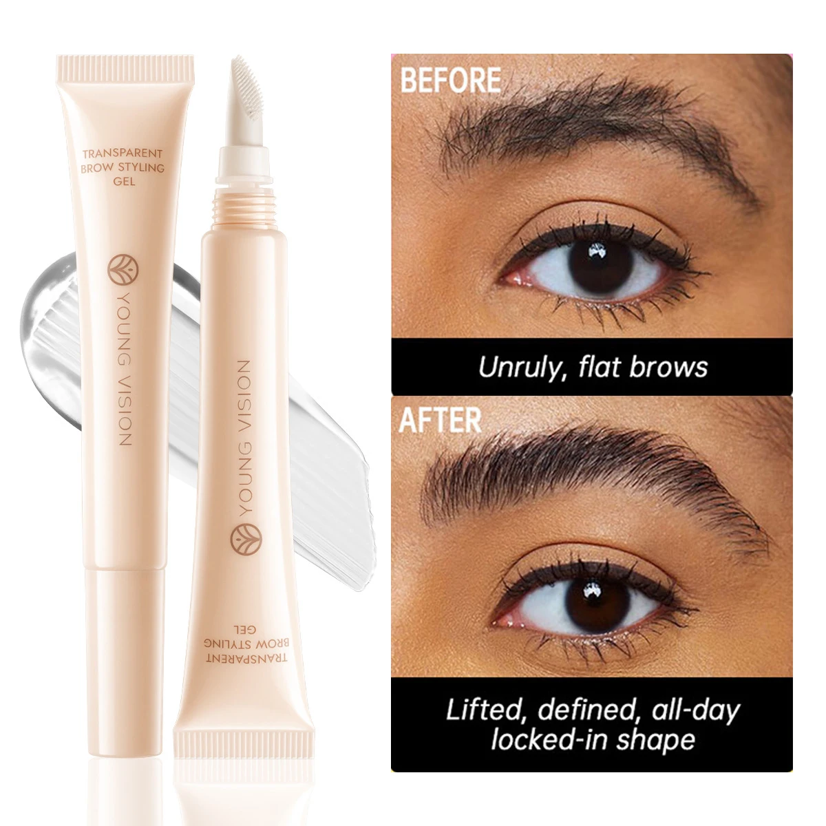 جل حواجب ثلاثي الأبعاد مقاوم للماء لتصفيف الحواجب، رأس فرشاة سيليكون فريد من نوعه، عقد يدوم طويلاً 6-12 ساعة، للجنسين للرجال والنساء #1