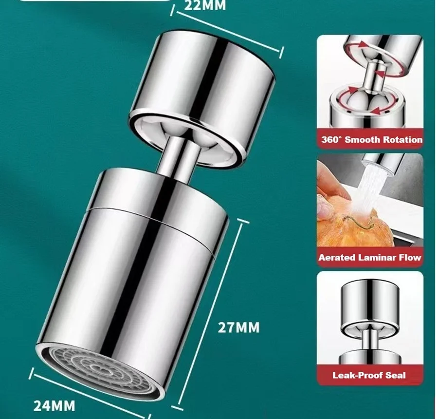 360° Rotating Faucet Extender,Anti-Splash Aerator Nozzle for Kitchen/Bath Sink,High Pressure Water Saver,Universal Fit 2 Modes
