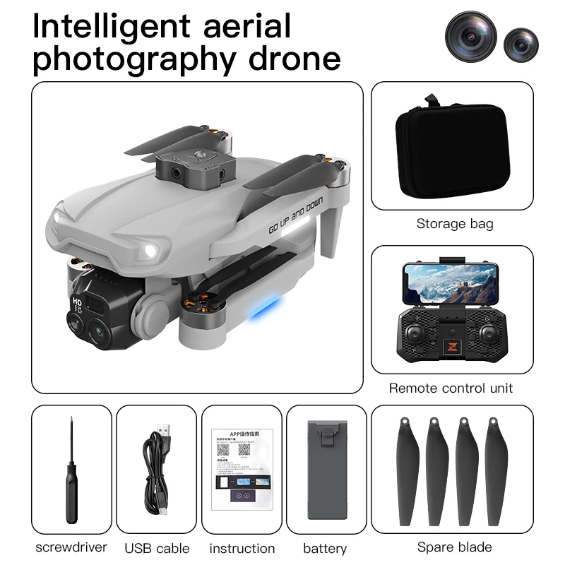 H16 Brushless Drone Three Camera Obstacle Avoidance Electric Adjustable Light Flow Night Vision Aviation HD Photography Landing