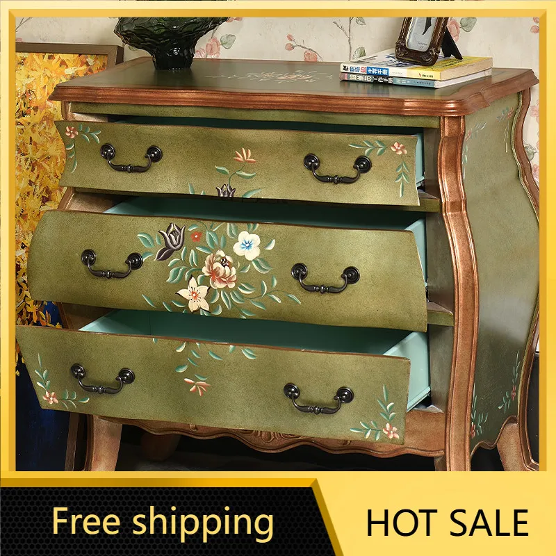 Factory Direct American Country Solid Wood Bedroom Storage Decorative Storage Painted Living Room Edge Cabinet