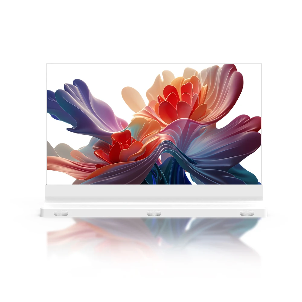 Transparant OLED-paneel, flexibel en lichtgewicht voor creatieve displayoplossingen in liften, winkels, winkelcentra en bewegwijzering.