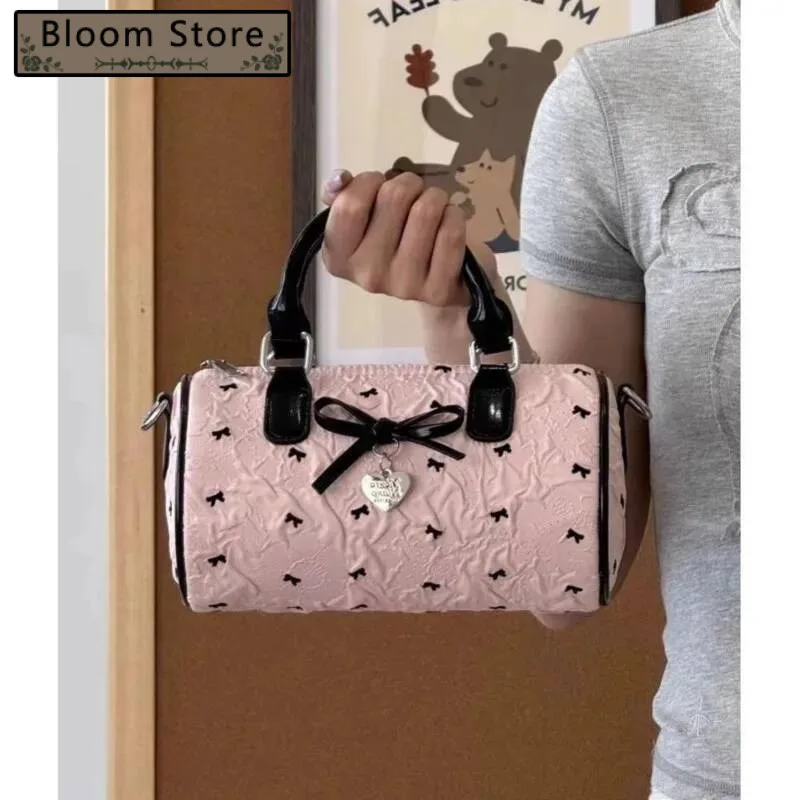 

Bloom Sweet Cute Bow Pink Messenger Wallet Women Versatile Boston Handle Y2k Bag Ladies Casual Crossbody Bags Aesthetic