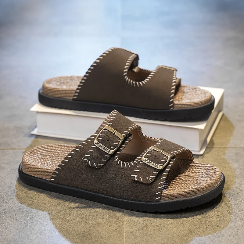 Men's Summer 2026 Fashion Thick Bottom Slip-On Sandals Outdoor Casual Slippers Breathable round Toe EVA Material
