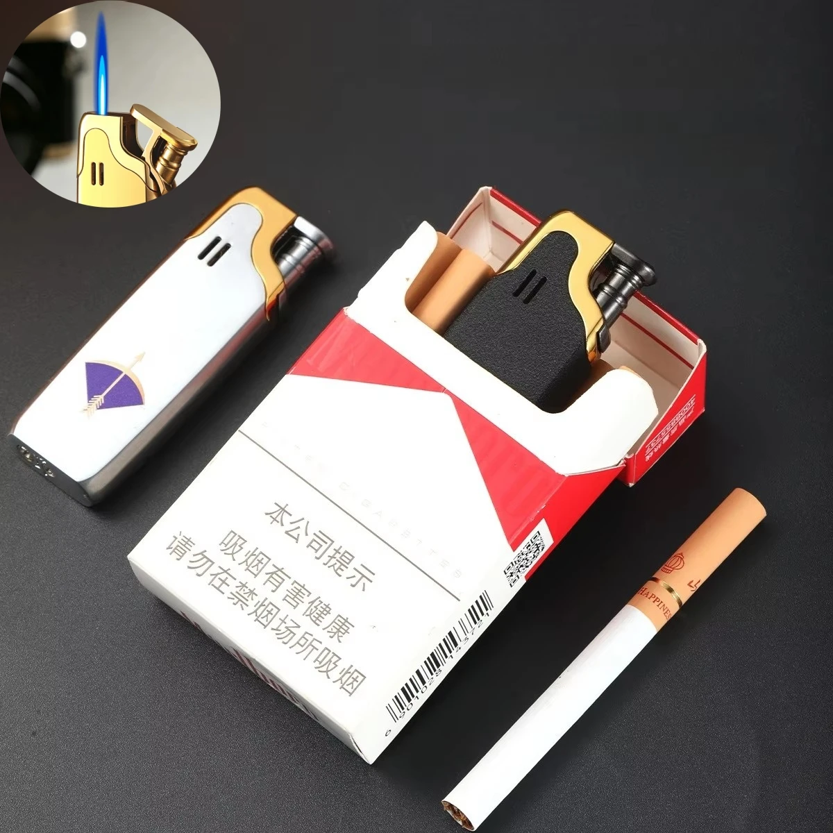 Ultra Thin New Inflatable Lighter Windproof Personalized Creative Cigarette Lighter Compact and Portable Multi Color Matching