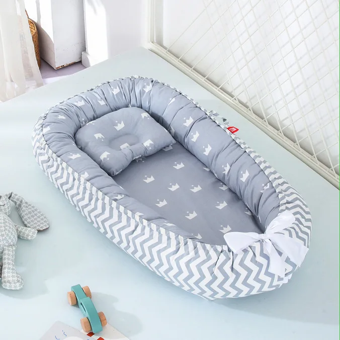 

85*50cm Pillow Cotton Cradle Nursery Collapsible Toddler baby lounger nest set newborn with blanket