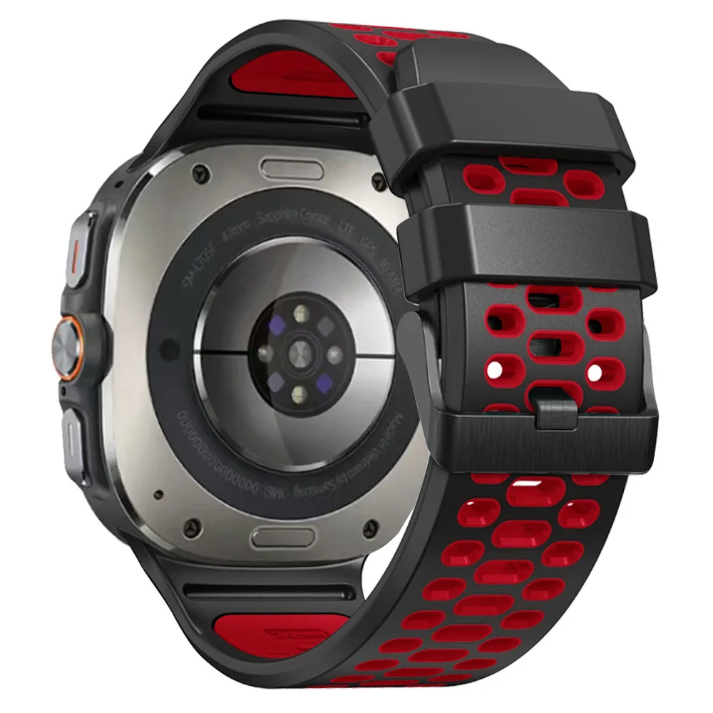 Tali Silikon Dua Warna Lembut untuk Jam Tangan Samsung Galaxy Ultra 47Mm Gelang Aksesori Pria untuk Galaxy Ultra 47Mm Tali Bersirkulasi