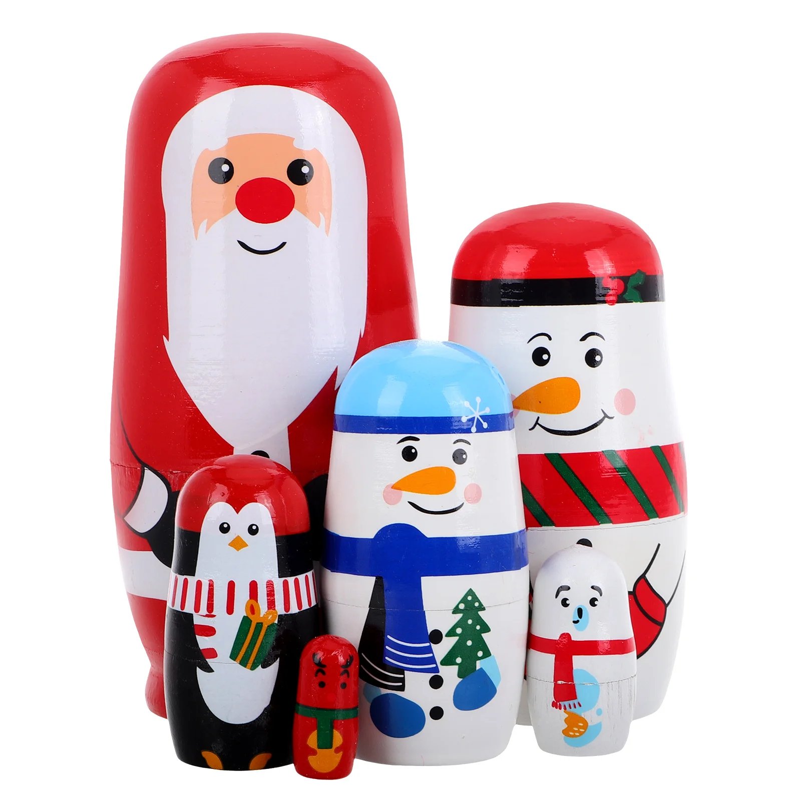 Christmas Nesting Dolls Russian Ornaments Gifts Animals Decorative Wood Stacking Stackable Craft Matryoshka Wooden