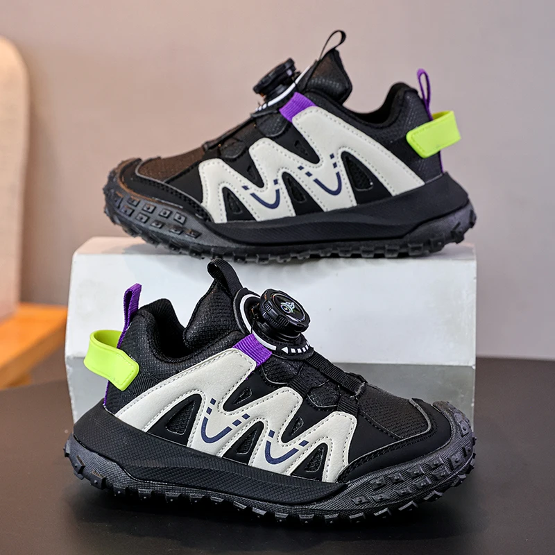 Zapatos de senderismo de cuero para niños, zapatillas de Trekking transpirables, zapatos de escalada de montaña para niños y niñas, zapatos atléticos antideslizantes anticolisión