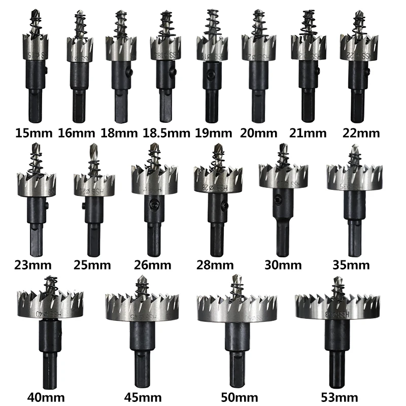 CMCP 5/7/12/13pcs HSS Hole Saw Set 15-53mm Drill Bit Drilling Crown for Metal Alloy Stainless Steel Wood Cutting Tool