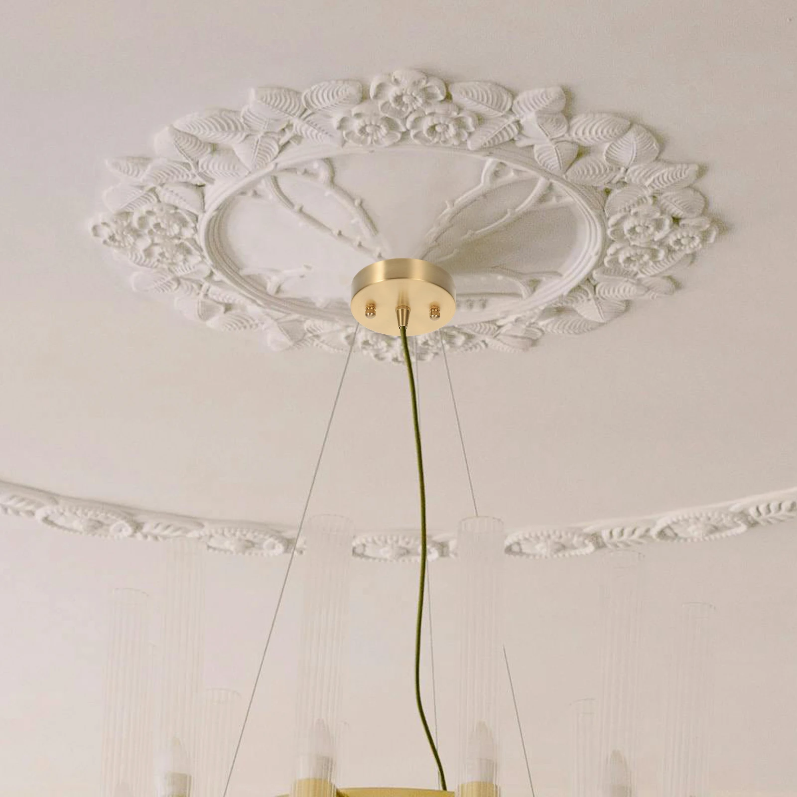 

Copper-faced Chandelier Base Ceiling Canopy Plate Artificial Light Kit Black Durable Vintage Minimalist Decorative Suitable