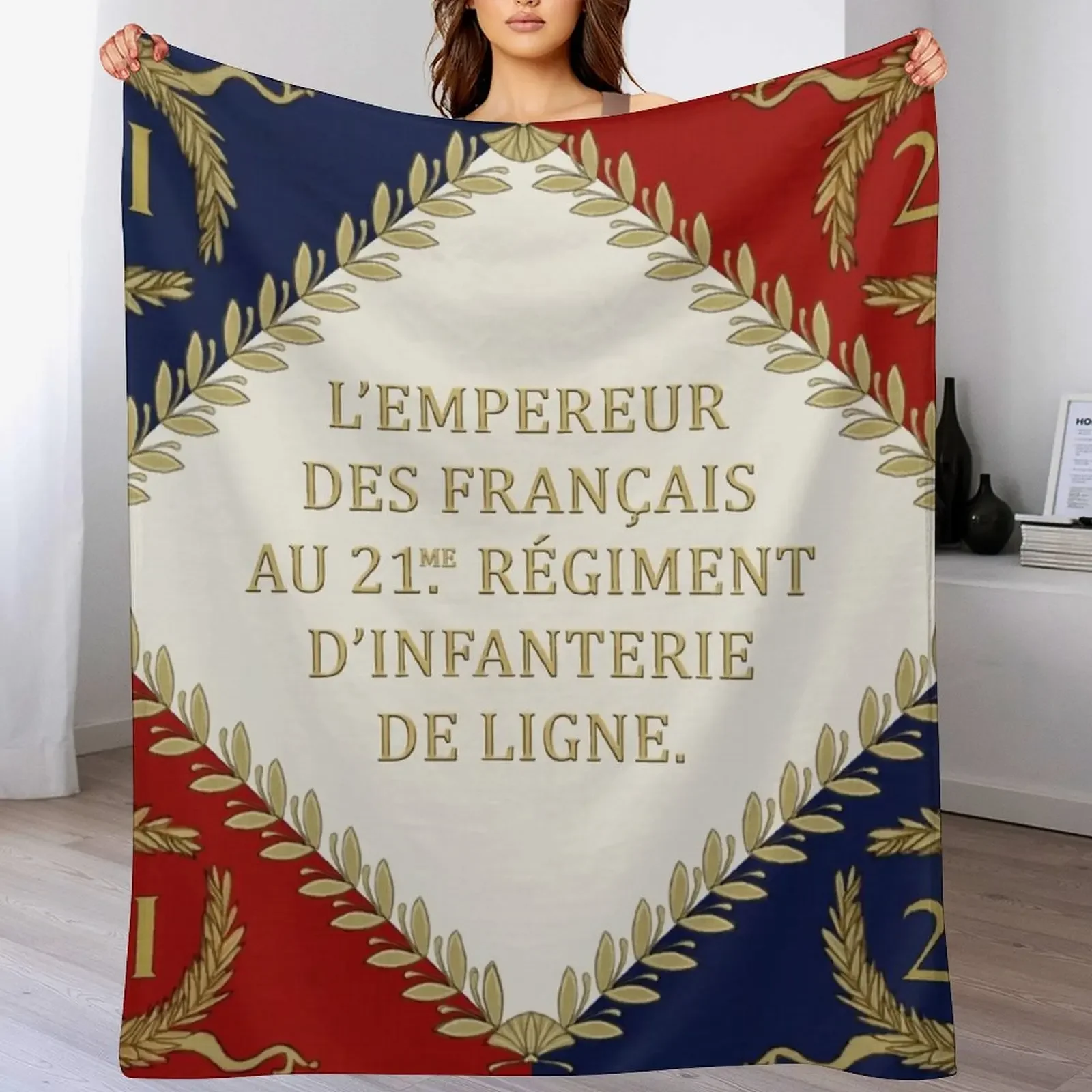 

Napoleonic French regimental flag '21me' 1804 Throw Blanket Sleeping Bag Softest christmas decoration warm for winter Blankets