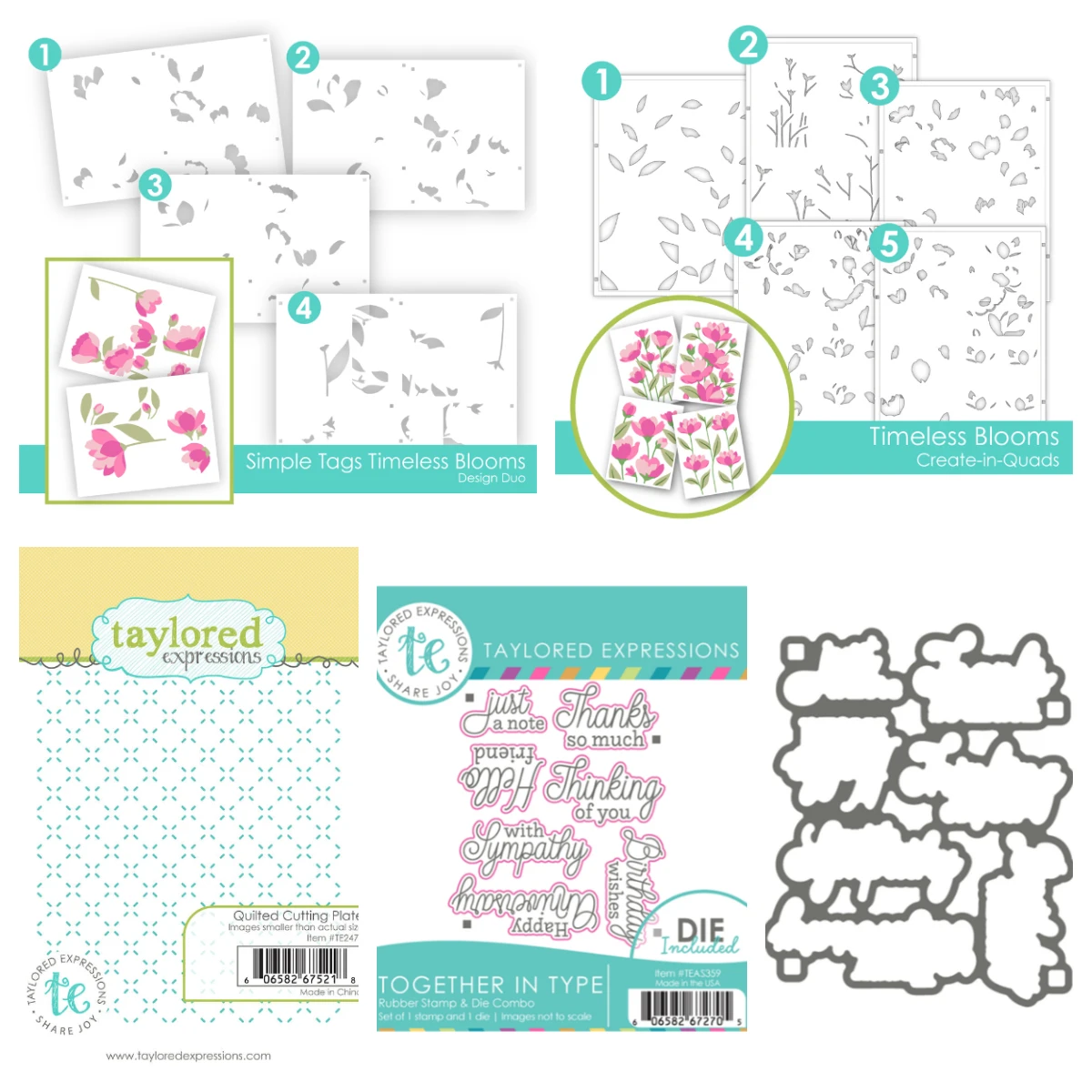 Quilted Cutting Plate Dies Layering Drawing Stencils for Scrapbooking Embossing Timeless Blooms Mold DIY Handmade