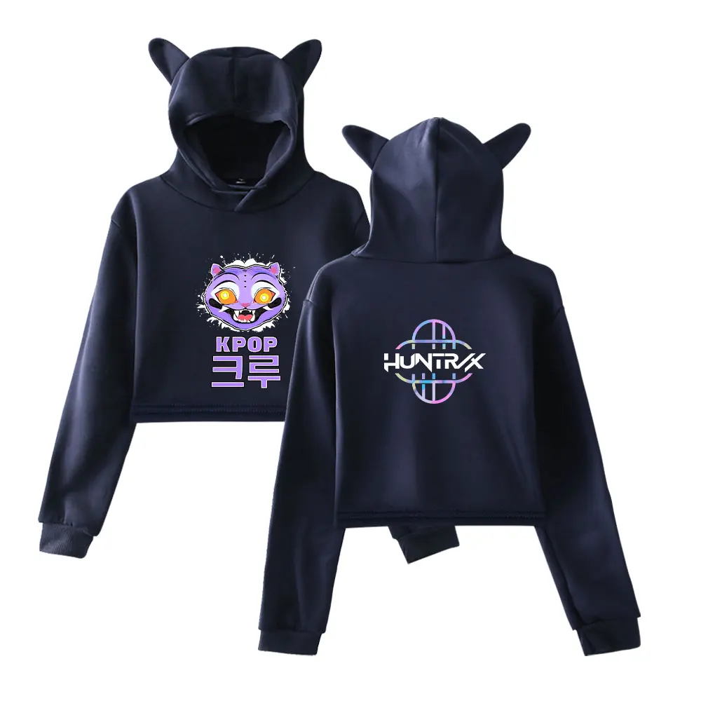 KPop Demon Hunters 2025 Merch Hoodies Sweatshirt for Girls Cat Ear Crop Pullover Casual Clothes