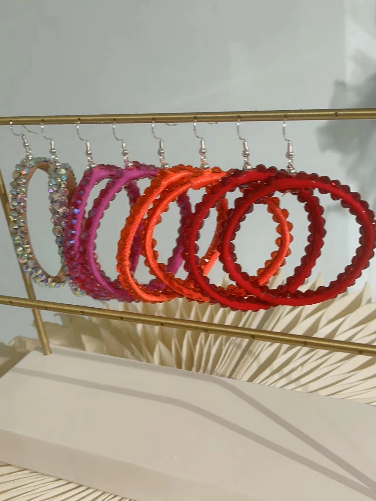 Latin Dance Modern National Standard Dance Performance Dedicated Multi-color Heavy Double Diamond Large Hoop Earrings image 2