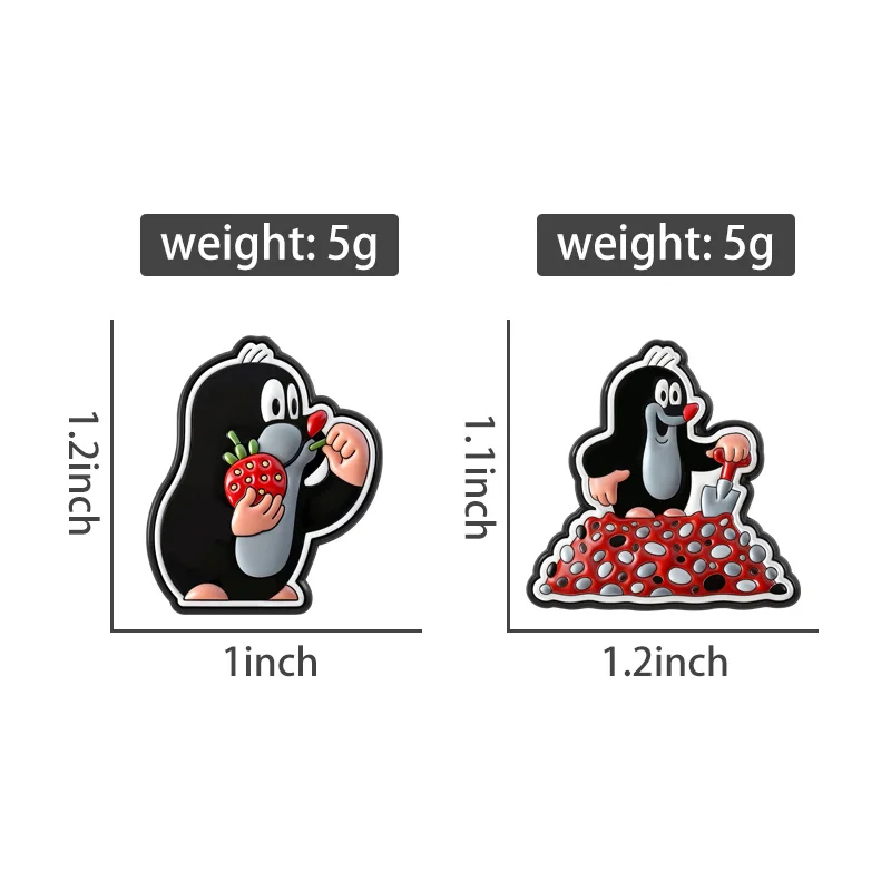 Cartoon Puzzle Animation Brooch Enamel Pins Cute Moles Eat Strawberries Build Walls Brooches Bag Lapel Badge Jewelry Friend Gift