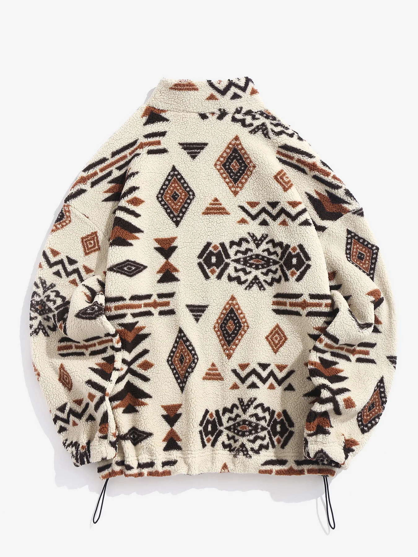 ZAFUL Dames etnische geometrische print namaakbont toggle trekkoord zoom ritssluiting drop schouder opstaande kraag jas nieuw in jassen 2024