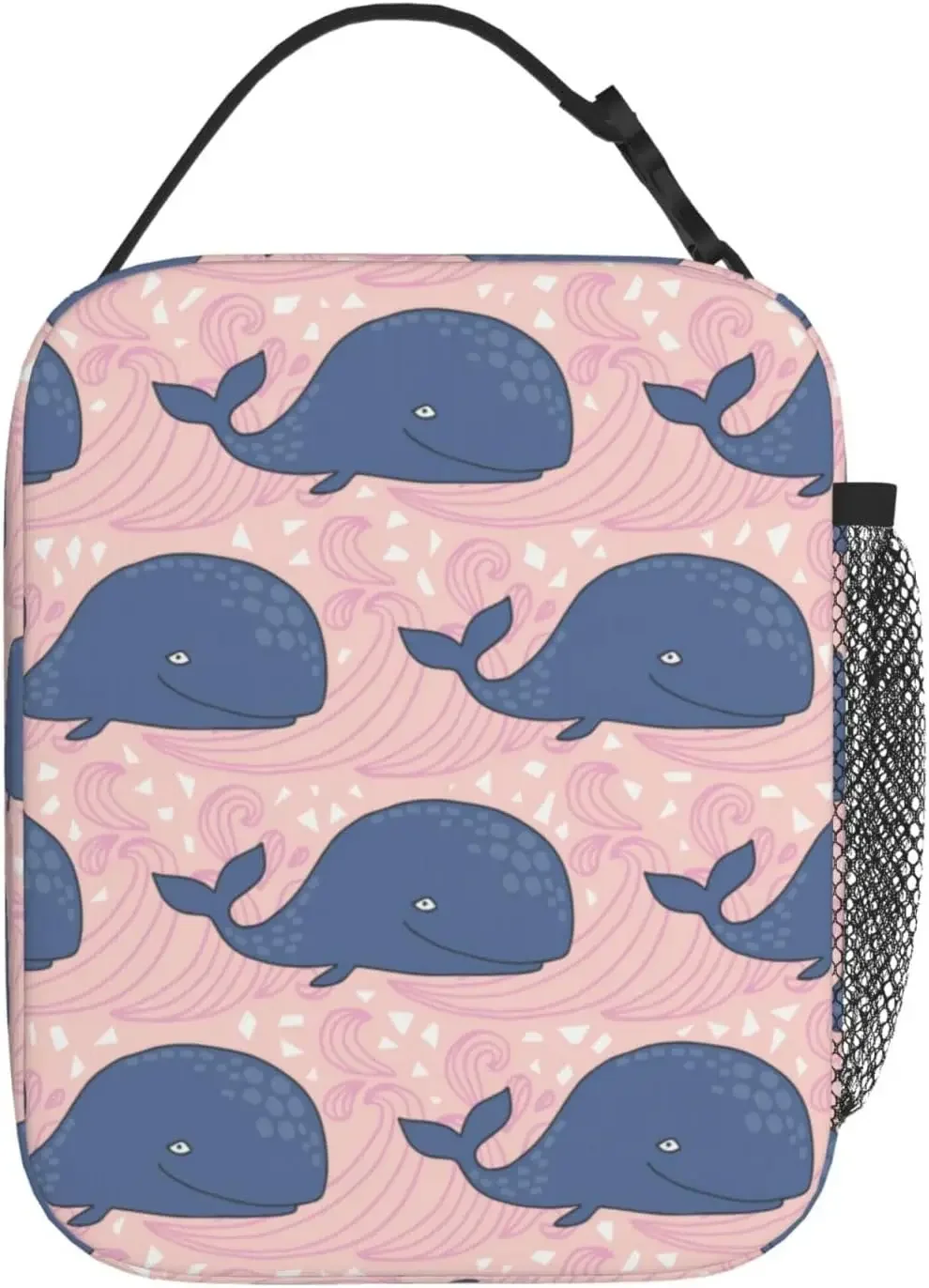 Whales In Blue Water Reusable Lunch Box Insulated Lunch Tote Bag Cooler Bag for Women Kids Girls Boy Men Detachable